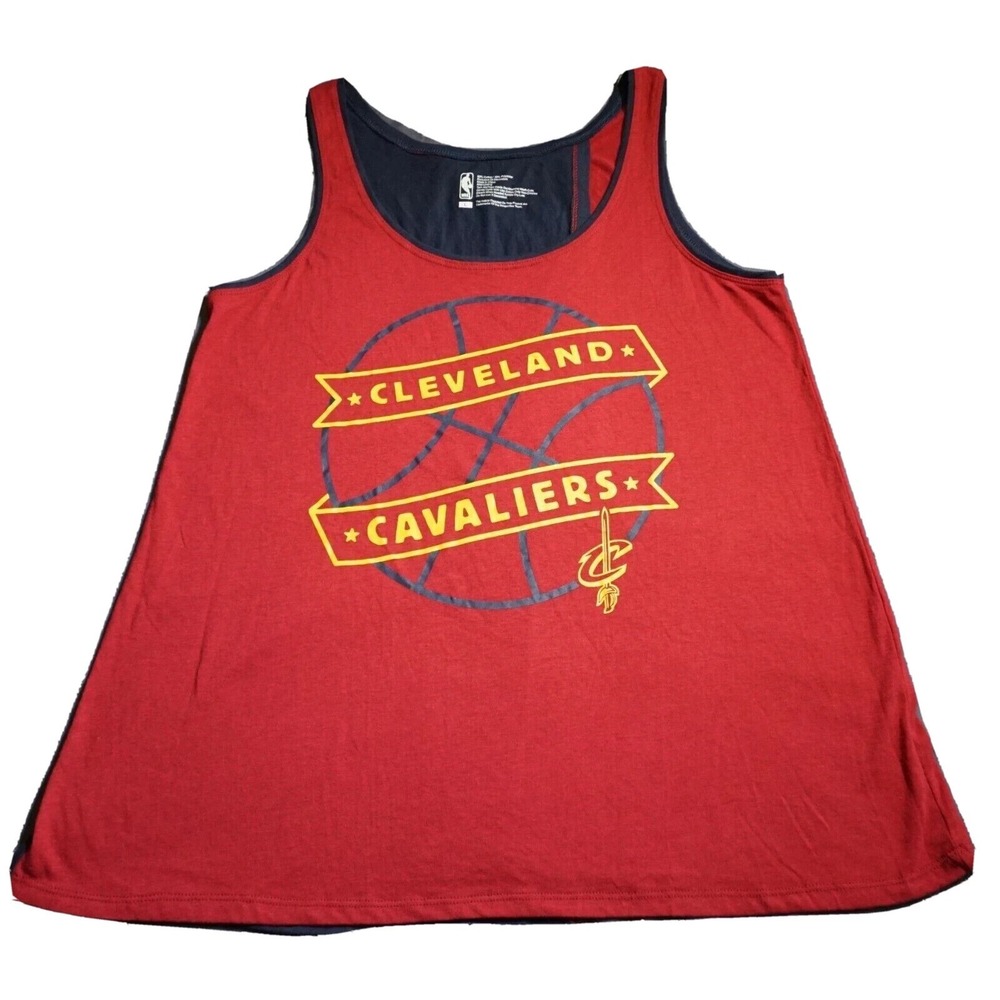 Cleveland Cavaliers Women Large Navy & Wine Split Open Back Tank Top NEW